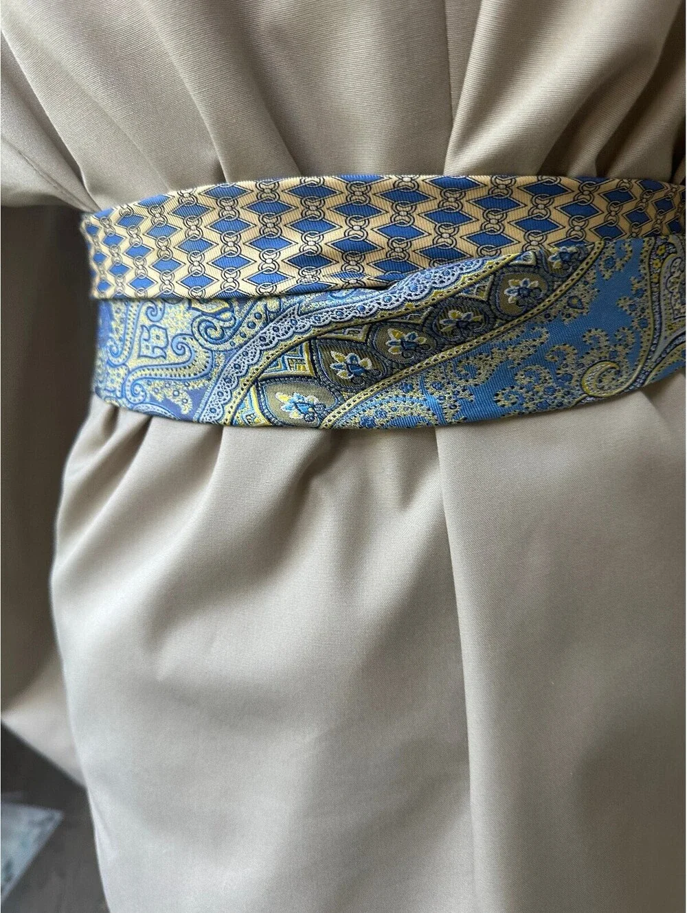 Upcycled Silk Necktie Obi Belt | Handmade Corset Style Belt | One of a Kind | OS